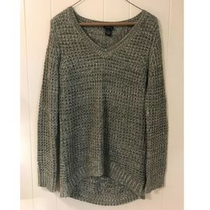 Women's sweater, small, green, long sleeve, v neck